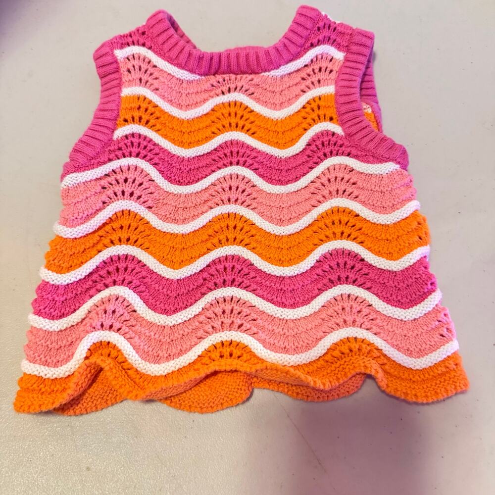 Andy & Evan 3T Pink/Orange Knit Sweater Vest Super Cute - cotton